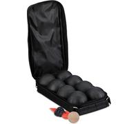Reladays Boule de pétanque, Lot de 8 Boules métalliques, avec cochonnet et mesureur, Set en Acier et Nylon, Noire