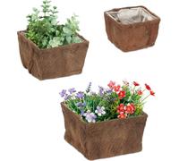 relaxdays Set de bacs à plantes en bois brun