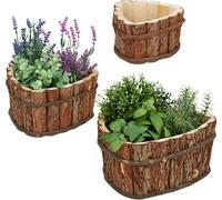 relaxdays Set de bacs à plantes en bois brun