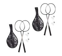 Relaxdays Set de Badminton avec Sac, Lot de 2, Volants Solides, Raquettes pour Enfants/Adultes, HxL 66 x 20 cm, Gris