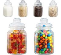 relaxdays Set de boîtes à provisions 19,0 cm de haut transparentes 1,0 l, 1 set