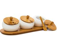 relaxdays Set de boîtes à provisions JIAO 8,5 cm de haut blanc