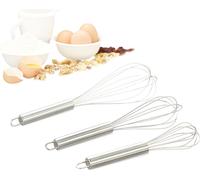 Relaxdays Fouet cuisine lot de 3 fouet ballon professionnel manuel inox 8 pouces 10 pouces 12 pouces, argenté