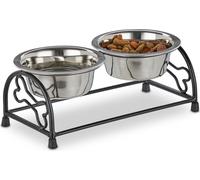 relaxdays Set de gamelles pour chiens avec support