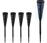 Relaxdays Lampe Solaire pour extérieur, Set de 5, Originale, Ressemble à Une Torche, avec Piquet, HD : 41x7 cm, Noire