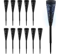 Relaxdays Lampe Solaire pour extérieur, Set de 12, Originale, Ressemble à Une Torche, avec Piquet, HD : 41x7 cm, Noire