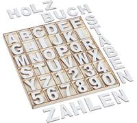 relaxdays Set de lettres et chiffres en bois 144 pièces