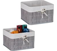 relaxdays Set de paniers de rangement en bambou