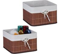relaxdays Set de paniers de rangement en bambou