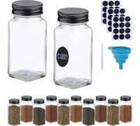 relaxdays Set de pots à épices avec couvercle en inox