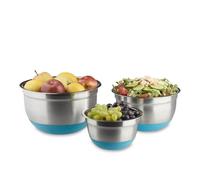 relaxdays Set de saladiers argentés, bleus 3 pcs.