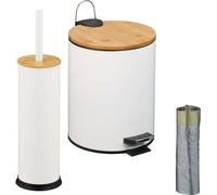 relaxdays Set de salle de bain 2 pièces avec poubelle & brosse de toilette