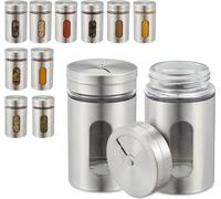 relaxdays Set de saupoudreuses à épices argentées 12 pcs.