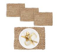 Relaxdays Set de Table, rectangulaire, 4 Dessous-de-Plat, eichhornia, Design tressé, HLP : 1,5 x 42 x 30 cm, Nature