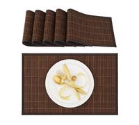 Relaxdays Set de table chemin de table en bambou Lot de 6 antidérapant lavable Marron 30 x 45 cm