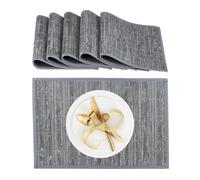 Relaxdays Set de Table, 6 Dessous, rectangulaire, 45 x 30 cm, pour la Salle à Manger ou la Cuisine, Gris