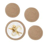 Relaxdays Set de Table (à Manger), 4 Dessous au Design Rond, napperon en eichhornia, diamètre : 37 cm, Nature