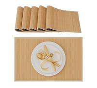 Relaxdays Set de table chemin de table en bambou lot de 6 table à manger rectangle tapis de table antidérapant lavable, nature -30 x 45 cm