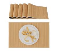 Set de Table, Bambou, Lot de 18, Tables Manger, 30 x 45 cm, Rectangle, Tapis de Table antidérapant Lavable, Nature