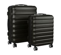 Relaxdays Ensemble de 2 valises rigides S/M, 4 roulettes 360°, poignée télescopique, Serrure à Code, Noir 65x42x25.5cm