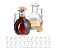Relaxdays Set Huile et vinaigre, Bouteille en Lot de 24, Volume de Chaque : 150 ML, Bouchon Aspect Bois, Transparent