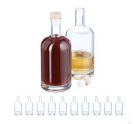 Relaxdays Set huile et vinaigre, bouteille en lot de 12, volume de chaque : 500 ml, bouchon aspect bois, transparent