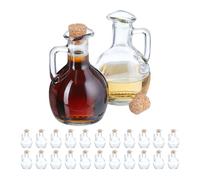 Relaxdays Set Huile et vinaigre, Bouteille en Lot de 24, Volume de Chaque : 150 ML, Bouchon Aspect Bois, Transparent