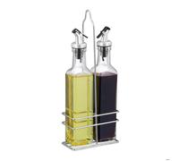 Relaxdays Set huile vinaigre bouteilles en verre 300 ml bec verseur sauce vinaigrette 2x distributeurs transparent