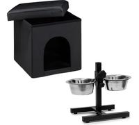 relaxdays Set maison pour chien station de nourriture