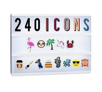 Relaxdays Set Suppléments Boîte à lumière LED 240 Signes originaux, Extension Lettres Chiffres Icônes, multicolore