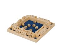 Relaxdays Shut The Box, 10 battants, de 2 à 4 Joueurs, en Bois, pour Petits et Grands, avec dés, Nature et Bleu