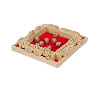 Relaxdays Shut The Box, 10 battants, de 2 à 4 Joueurs, en Bois, pour Petits et Grands, avec dés, Nature et Rouge