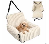 Relaxdays siège auto pour chien moelleux convertible en lit, lavable, 38x48x48 cm, beige, ≤8 kg