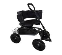 Relaxdays Siège de jardin roulant avec rangement