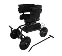 Relaxdays siège de Jardin Roulant réglable, 150 kg, Rangement, Coussin, Dossier, Guidon, Noir 82x46x110 cm