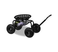 Relaxdays Siège Roulant de Jardin, réglable en Hauteur, 150 kg, Tabouret Jardinage, 4 Roues, Acier, Noir