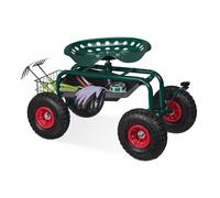 Relaxdays Siège Roulant de Jardin, réglable en Hauteur, 150 kg, Accessoire Jardinage, 4 Roues, Vert