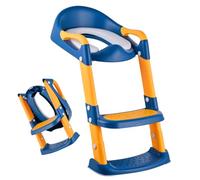 Relaxdays Siège WC enfant avec marche, réglable 39-45 cm, pliable, coussin, entraîneur de propreté, bleu/jaune