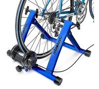 Relaxdays Simulateur de vélo pliable avec 7 niveaux de résistance Rouleau réglable Bleu