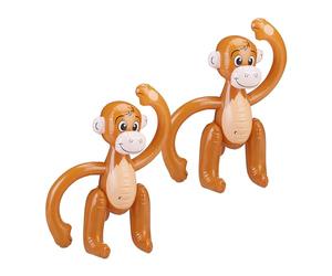 Relaxdays Singe Gonflable, Lot de 2, Accessoire décoratif, Anniversaire, Carnaval, Animal Piscine, pour l’été, Marron