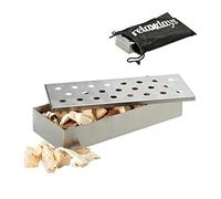 Relaxdays Smoker fumoir en Acier Inoxydable, Deluxe, Acier Inoxydable, avec Sac de Transport, räucher Aroma Genießen, 22,5 x 9,5 x 4 cm, Argent