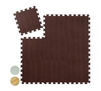 Relaxdays So Tapis Protection Sol 9, Puzzle Sport et appareils Fitness,Tissu EVA, sans BPA, Effet Optique Bois, Mixte Adulte, Marron (Brun foncé), Taille Unique