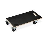 Relaxdays Chariot de transport avec freins, 400 kg, roues de contrôle, surface antidérapante, HxLxP: 11,5 x 58 x 30 cm, noir, bois 30x58x11,5 cm