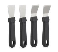 Relaxdays Spatule de Nettoyage pour plancha/Four, lot 4, Acier Inoxydable et Plastique, HLP 17,5x4x1,5 cm, Noir/argenté