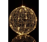 Relaxdays Boule Lumineuse LED, Fonctionne avec Piles, à Poser ou Suspendre, Long câble, diamètre : 30 cm, argentée
