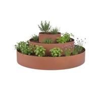 Relaxdays Spirale à aromates, 3 pièces, Ø 30/60/90 cm, h. 20 cm, Acier Aspect Rouille, Pyramide d'aromates Jardin, Brun