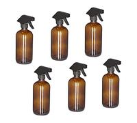 Relaxdays Spray Vide en Verre, Lot de 6, 500 ML, Jet Puissant et Large Brume, pour Cheveux ou Jardin, Marron