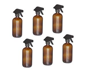 Relaxdays Spray Vide en Verre, Lot de 6, 500 ML, Jet Puissant et Large Brume, pour Cheveux ou Jardin, Marron