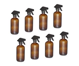 Relaxdays Spray Vide en Verre, Lot de 8, 500 ML, Jet Puissant et Large Brume, pour Cheveux ou Jardin, Marron