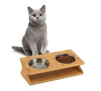 relaxdays Station alimentaire chiens/chats marron 39,0 x 19,5 x 12,0 cm